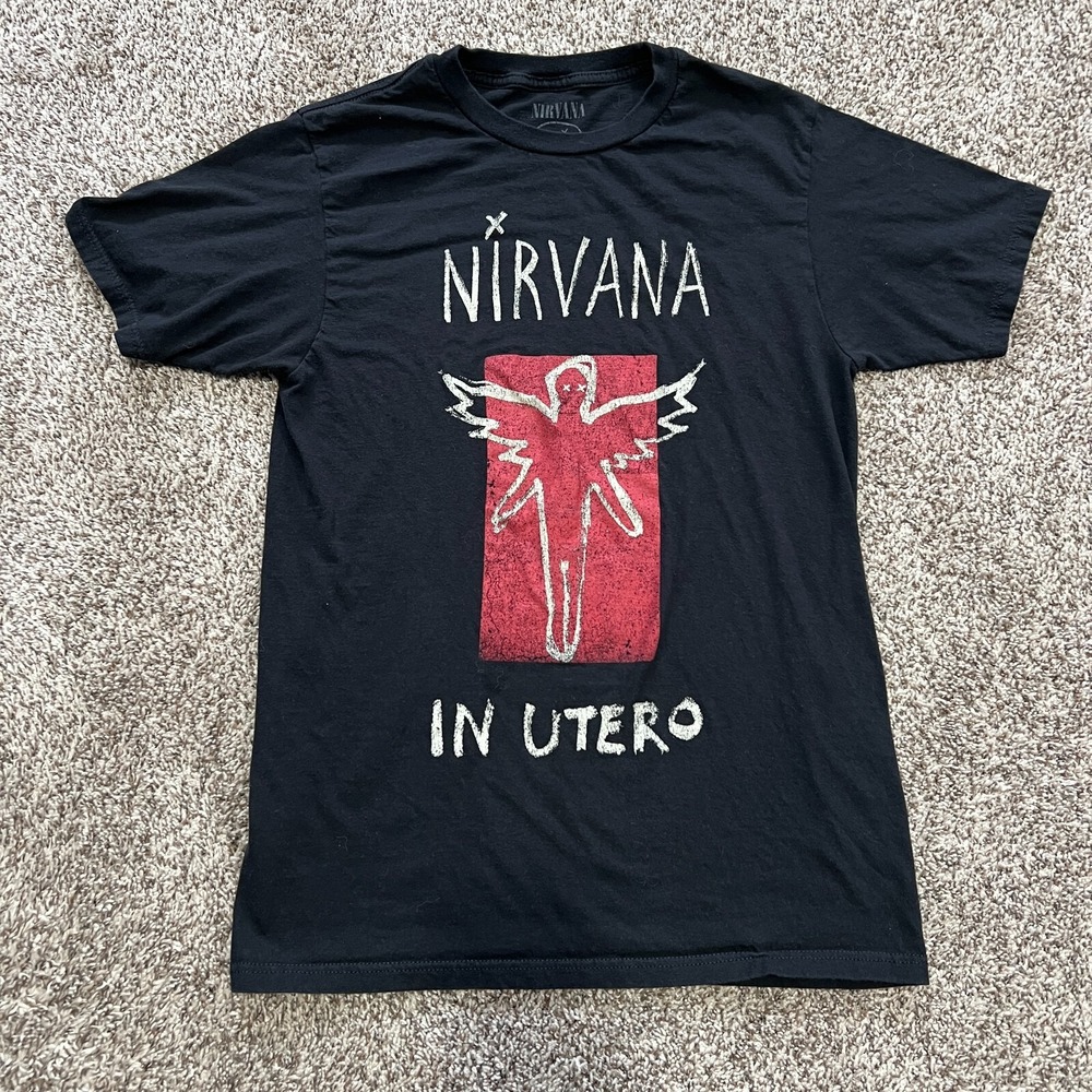 Nirvana In Utero T-Shirt Black Men's Size Small Music Rock Grunge Kurt Cobain